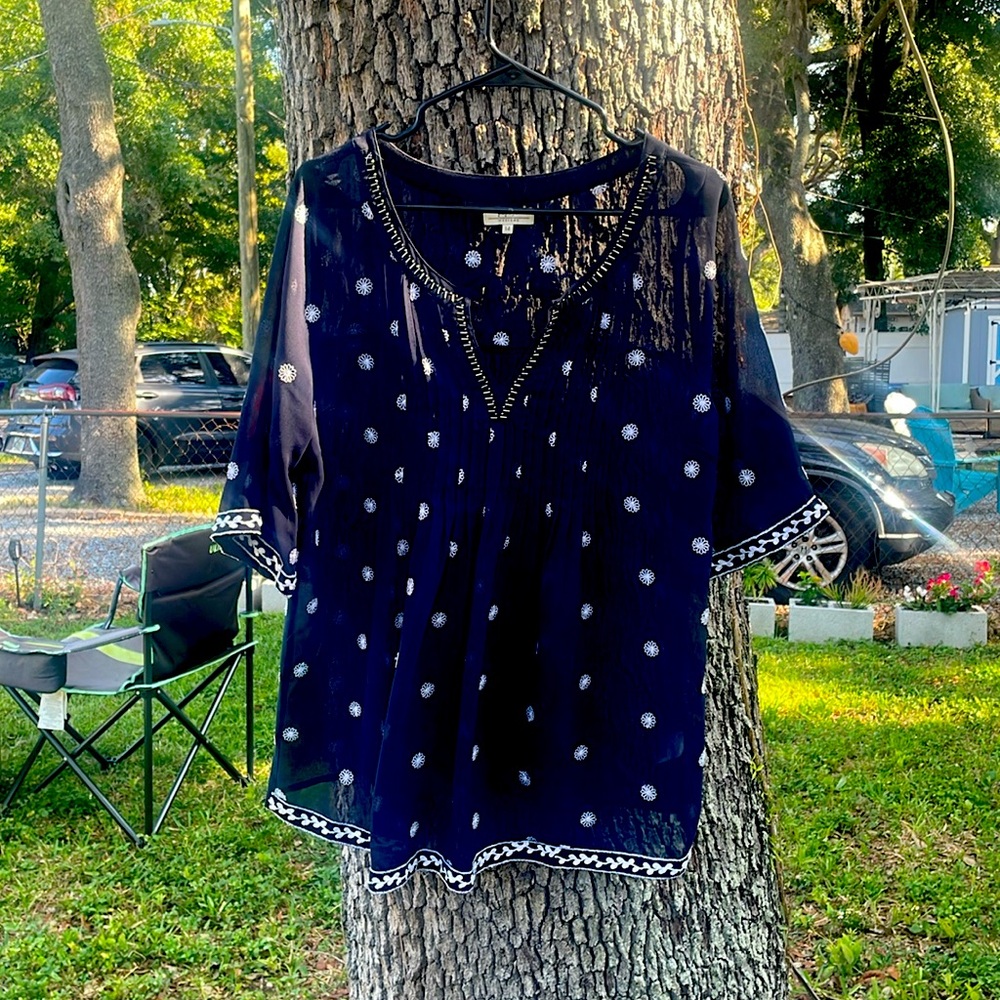 Papaya Sheer Smock Blouse - Picture 1 of 5